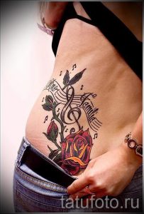 тату ноты розы - фото готовой татуировки от 02082016 4201 tatufoto.ru