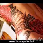 тату ноты розы - фото готовой татуировки от 02082016 5202 tatufoto.ru