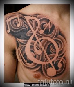 тату ноты скрипичный ключ - фото готовой татуировки от 02082016 2204 tatufoto.ru