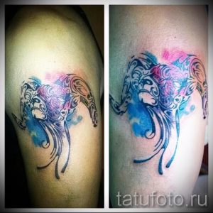 тату овен акварель - фото готовой татуировки от 02082016 3067 tatufoto.ru