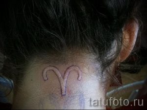 тату овен на шее - фото готовой татуировки от 02082016 4110 tatufoto.ru
