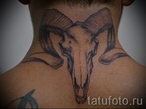 тату овен на шее - фото готовой татуировки от 02082016 5111 tatufoto.ru