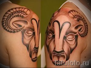 тату овна на плече - фото готовой татуировки от 02082016 1118 tatufoto.ru