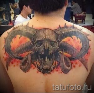 тату овна на спине - фото готовой татуировки от 02082016 4124 tatufoto.ru