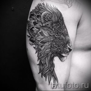 фото - тату трайбл лев - пример для статьи про значение 1047 tatufoto.ru
