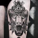 череп овен тату - фото готовой татуировки от 02082016 2126 tatufoto.ru