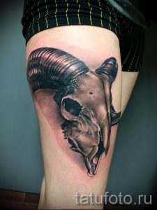 череп овен тату - фото готовой татуировки от 02082016 3127 tatufoto.ru