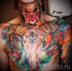 череп овен тату - фото готовой татуировки от 02082016 5129 tatufoto.ru