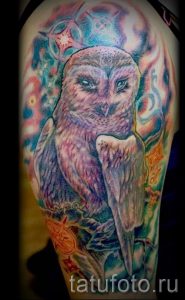 Eule Tattoo-Raum - ein Foto des fertigen Tätowierung 1010 tatufoto.ru