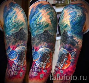 Raum Tattoo Ärmel - ein Foto des fertigen Tätowierung 1018 tatufoto.ru