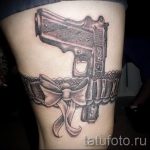 Tattoo-Pistole auf seinem Bein - ein Foto des fertigen Tätowierung 01092016 1055 tatufoto.ru