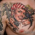 pistols tattoo on his chest - a photo of the finished tattoo 01092016 2027 tatufoto.ru