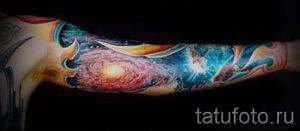 space tattoo sleeve - a photo of the finished tattoo 2021 tatufoto.ru