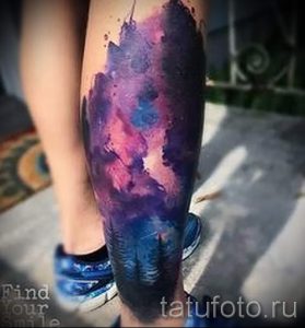space tattoo watercolor - photo of the finished tattoo 1022 tatufoto.ru