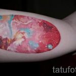 space tattoo watercolor - photo of the finished tattoo 2023 tatufoto.ru