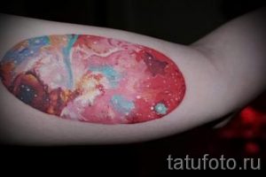 space tattoo watercolor - photo of the finished tattoo 2023 tatufoto.ru