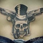 tatouage de crâne gun - photo du tatouage fini 01092016 1034 tatufoto.ru