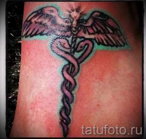 Тату Кадуцей фото - амулет удачи тату 4162 tatufoto.ru