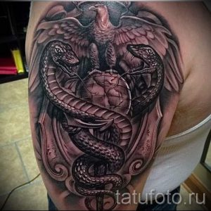 Тату Кадуцей фото - рисунки тату на удачу достаток и любовь 5168 tatufoto.ru