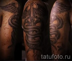 Тату Кадуцей фото - символы приносящие удачу тату 5178 tatufoto.ru