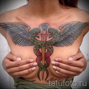 Тату Кадуцей фото - тату для привлечения денег и удачи фото 5183 tatufoto.ru