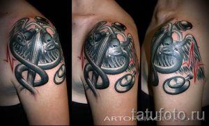 Тату Кадуцей фото - тату оберег на удачу 3186 tatufoto.ru