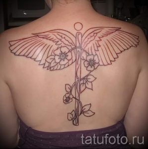 Тату Кадуцей фото - тату оберег на удачу 5188 tatufoto.ru