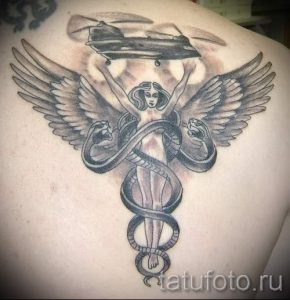 Тату Кадуцей фото - тату означающие удачу 1189 tatufoto.ru
