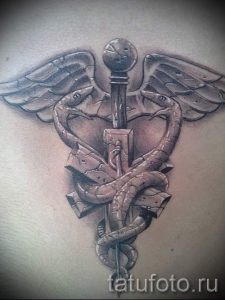 Тату Кадуцей фото - тату означающие удачу 2190 tatufoto.ru