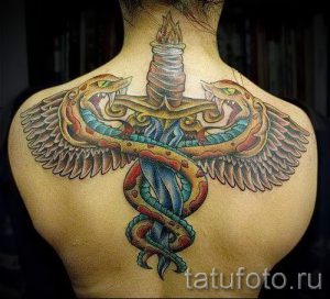 Тату Кадуцей фото - тату символ удачи и богатства фото 2197 tatufoto.ru
