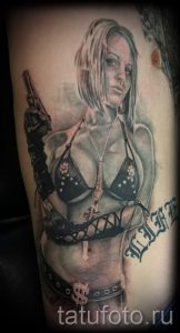 тату девочка с пистолетом - фото готовой татуировки 01092016 1075 tatufoto.ru