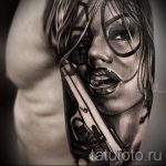 тату девочка с пистолетом - фото готовой татуировки 01092016 3077 tatufoto.ru