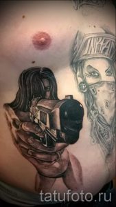 тату девочка с пистолетом - фото готовой татуировки 01092016 5079 tatufoto.ru