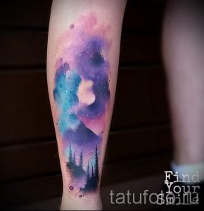 тату космос акварель - фото готовой татуировки 13104 tatufoto.ru
