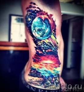 тату космос акварель - фото готовой татуировки 16107 tatufoto.ru