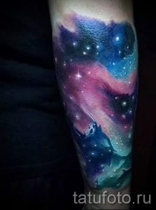 тату космос акварель - фото готовой татуировки 3094 tatufoto.ru