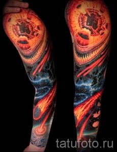 тату космос рукав - фото готовой татуировки 15155 tatufoto.ru