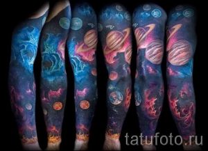 тату космос рукав - фото готовой татуировки 18158 tatufoto.ru