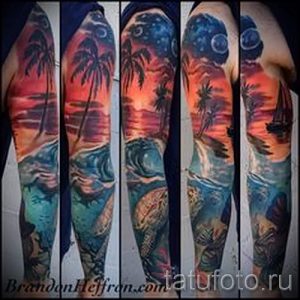 тату космос рукав - фото готовой татуировки 20160 tatufoto.ru