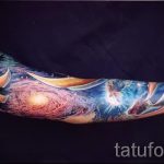 тату космос рукав - фото готовой татуировки 25165 tatufoto.ru