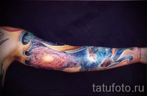 тату космос рукав - фото готовой татуировки 25165 tatufoto.ru
