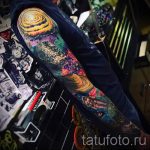 тату космос рукав - фото готовой татуировки 26166 tatufoto.ru