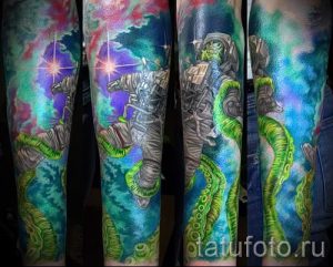 тату космос рукав - фото готовой татуировки 29169 tatufoto.ru