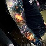 тату космос рукав - фото готовой татуировки 30170 tatufoto.ru
