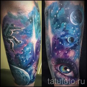 тату космос рукав - фото готовой татуировки 38178 tatufoto.ru