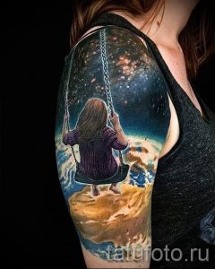 тату космос рукав - фото готовой татуировки 39179 tatufoto.ru