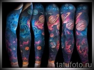 тату космос рукав - фото готовой татуировки 4144 tatufoto.ru