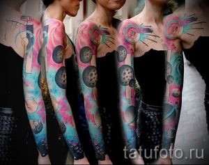 тату космос рукав - фото готовой татуировки 44184 tatufoto.ru