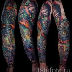 тату космос рукав - фото готовой татуировки 47187 tatufoto.ru