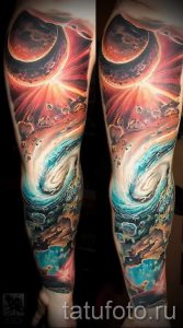 тату космос рукав - фото готовой татуировки 8148 tatufoto.ru